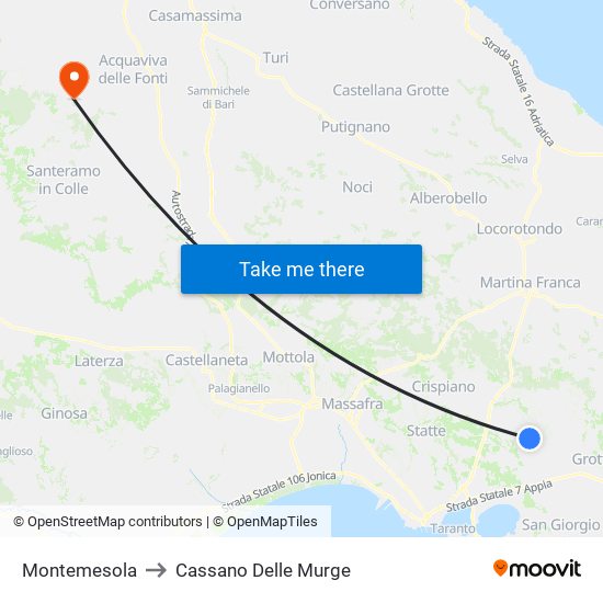 Montemesola to Cassano Delle Murge map