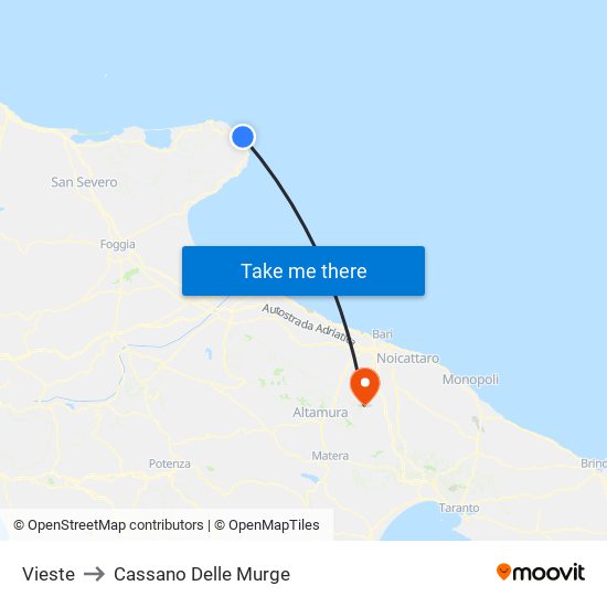 Vieste to Cassano Delle Murge map