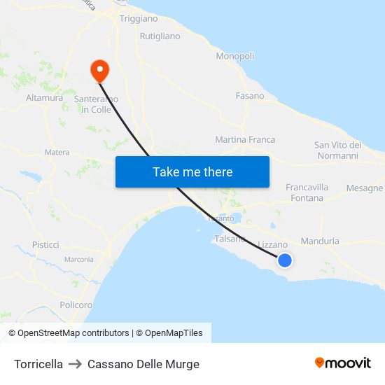 Torricella to Cassano Delle Murge map