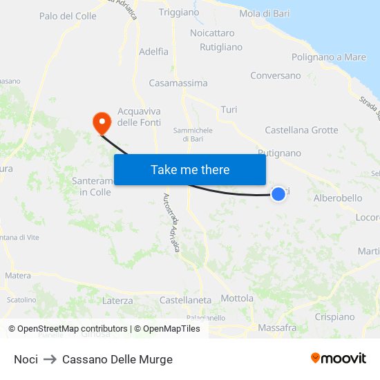 Noci to Cassano Delle Murge map