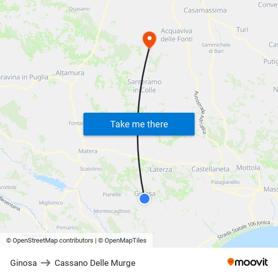 Ginosa to Cassano Delle Murge map