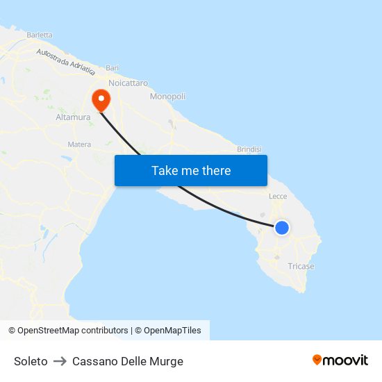 Soleto to Cassano Delle Murge map