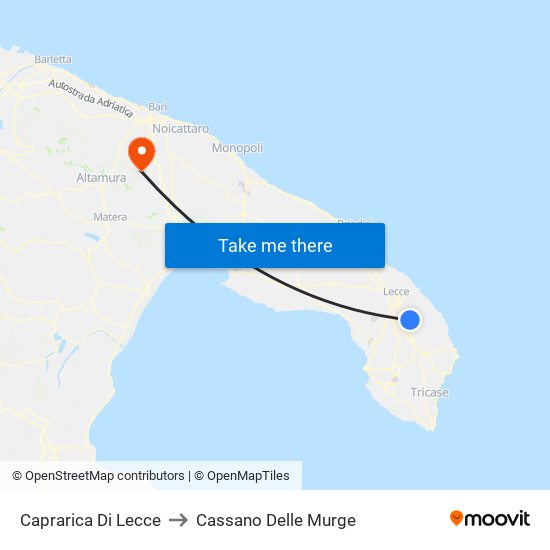 Caprarica Di Lecce to Cassano Delle Murge map