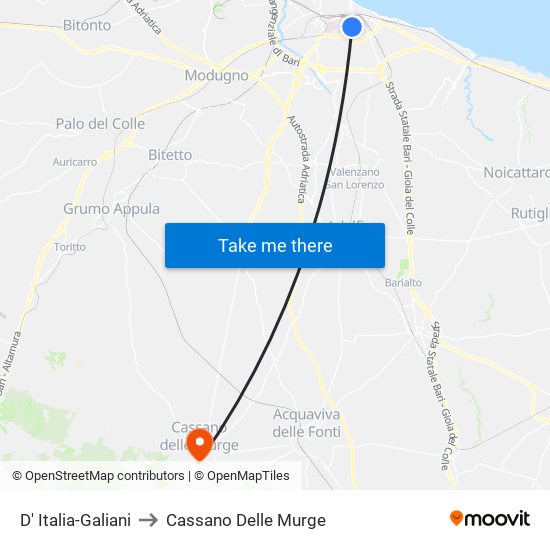 D' Italia-Galiani to Cassano Delle Murge map