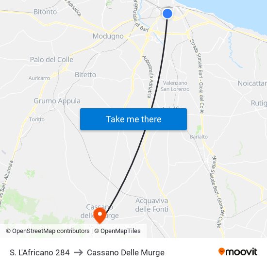 S. L'Africano 284 to Cassano Delle Murge map