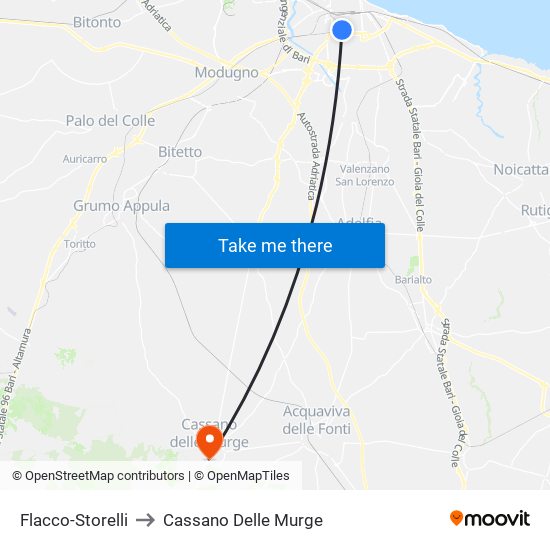 Flacco-Storelli to Cassano Delle Murge map