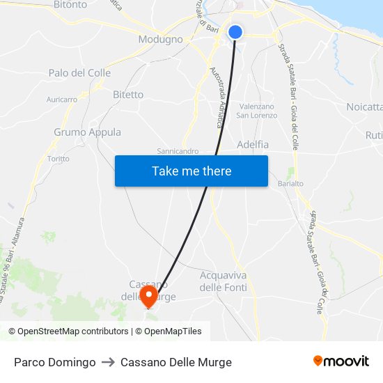 Parco Domingo to Cassano Delle Murge map