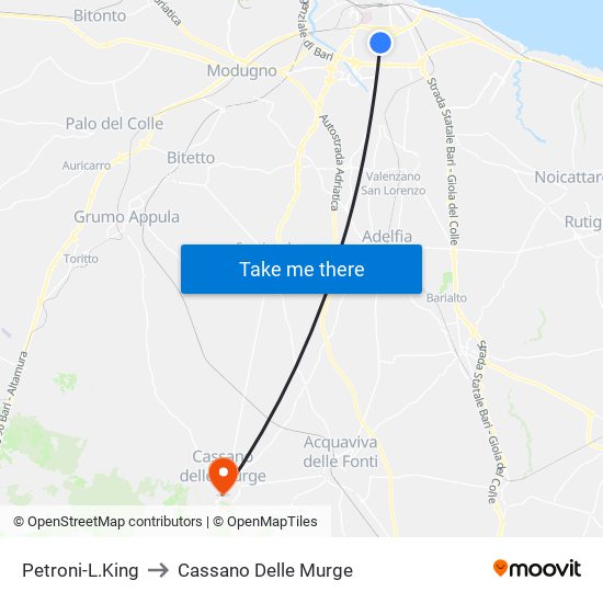 Petroni-L.King to Cassano Delle Murge map