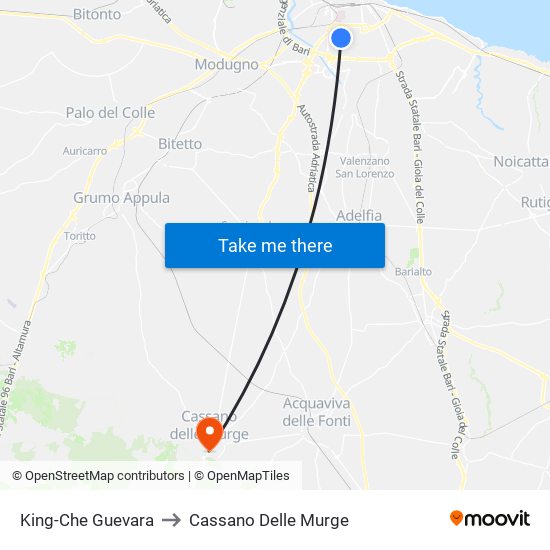 King-Che Guevara to Cassano Delle Murge map