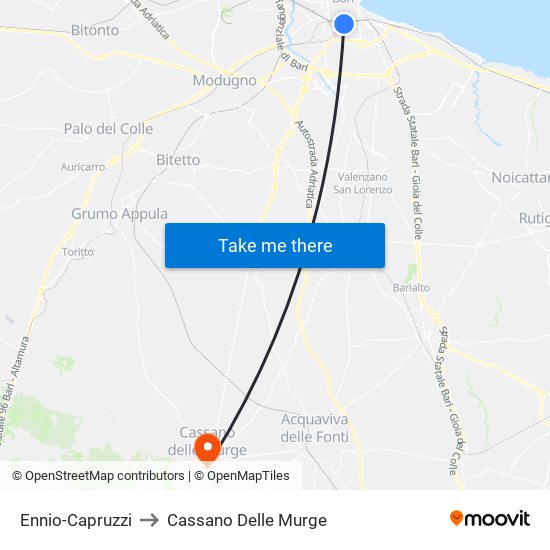 Ennio-Capruzzi to Cassano Delle Murge map