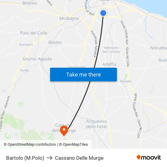 Bartolo (M.Polo) to Cassano Delle Murge map