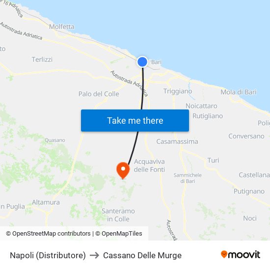 Napoli (Distributore) to Cassano Delle Murge map