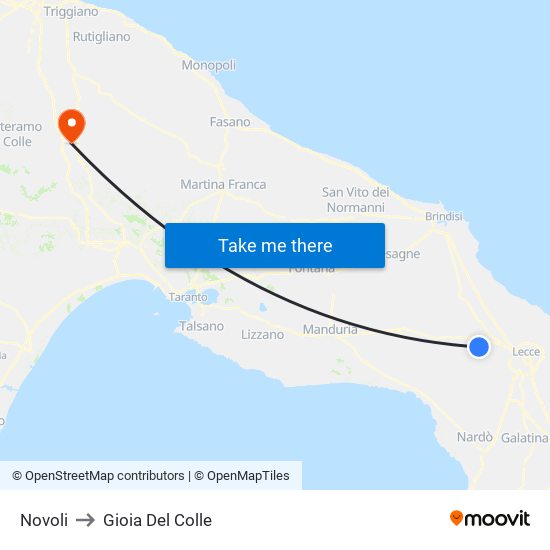 Novoli to Gioia Del Colle map