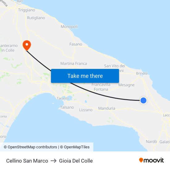 Cellino San Marco to Gioia Del Colle map