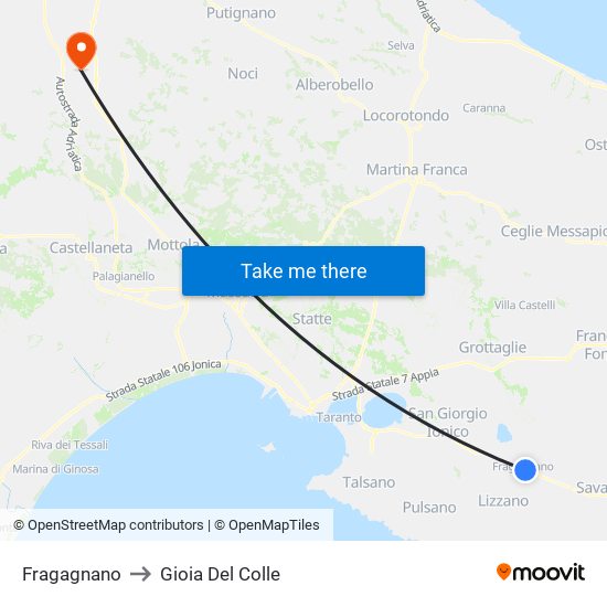 Fragagnano to Gioia Del Colle map
