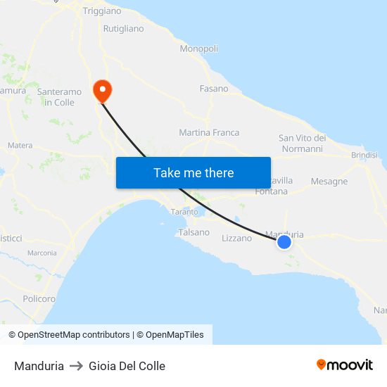 Manduria to Gioia Del Colle map