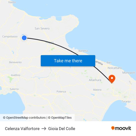 Celenza Valfortore to Gioia Del Colle map