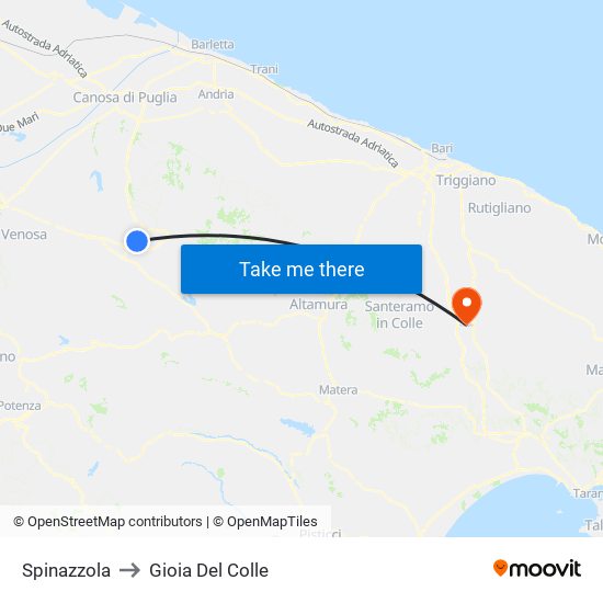 Spinazzola to Gioia Del Colle map