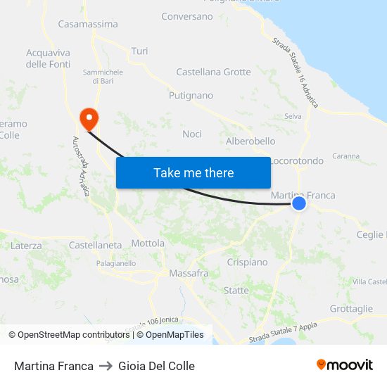 Martina Franca to Gioia Del Colle map