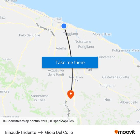 Einaudi-Tridente to Gioia Del Colle map