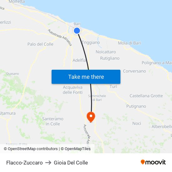 Flacco-Zuccaro to Gioia Del Colle map