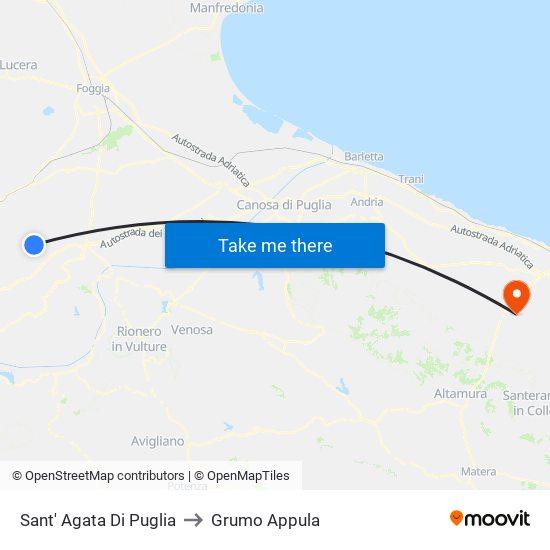 Sant' Agata Di Puglia to Grumo Appula map