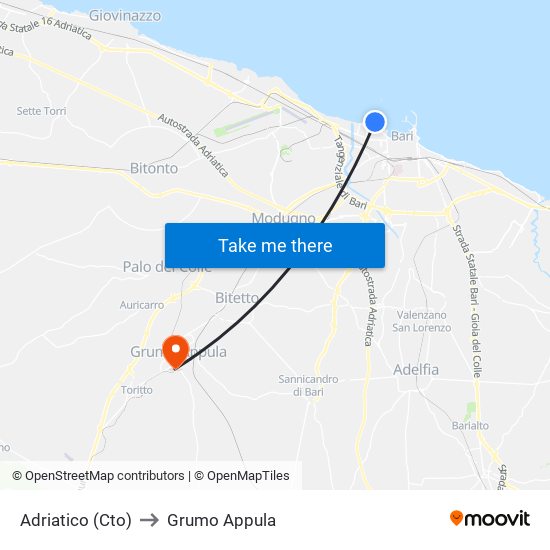 Adriatico (Cto) to Grumo Appula map