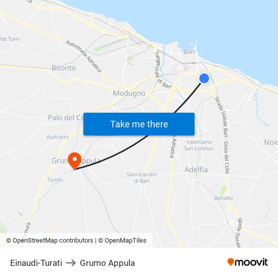 Einaudi-Turati to Grumo Appula map