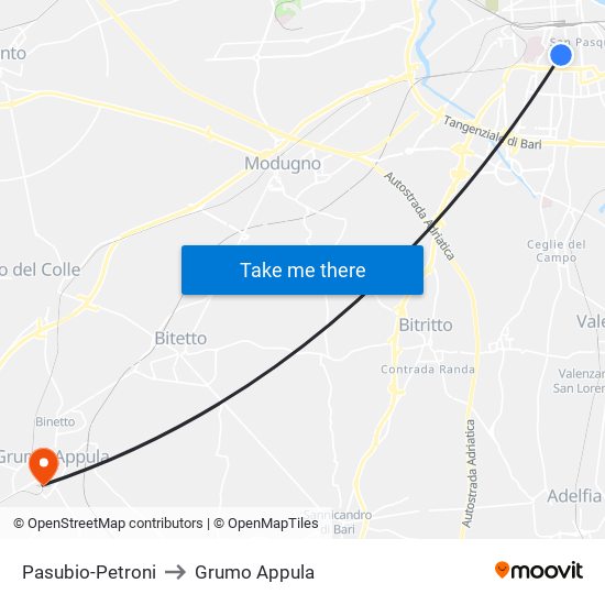 Pasubio-Petroni to Grumo Appula map