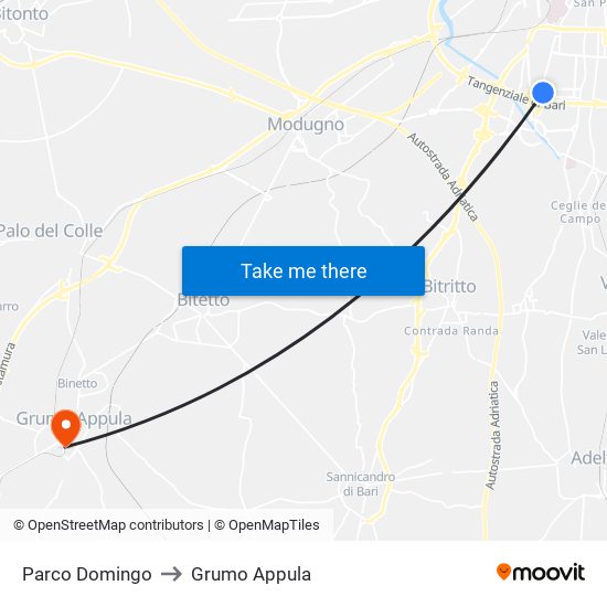 Parco Domingo to Grumo Appula map