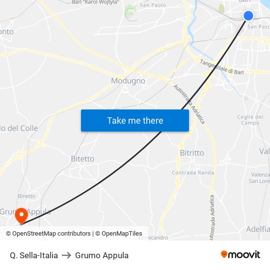 Q. Sella-Italia to Grumo Appula map