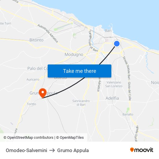 Omodeo-Salvemini to Grumo Appula map