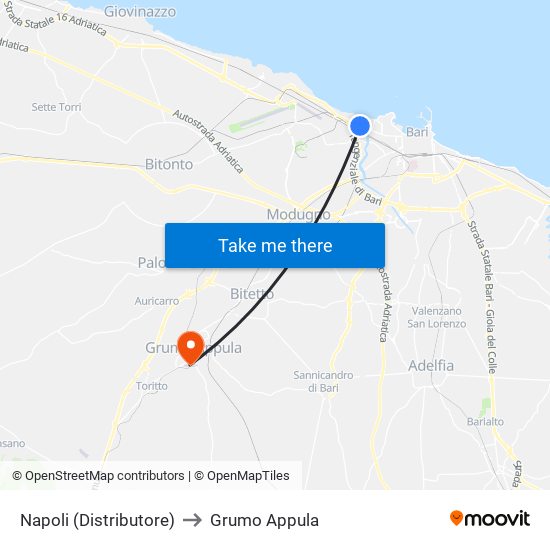Napoli (Distributore) to Grumo Appula map