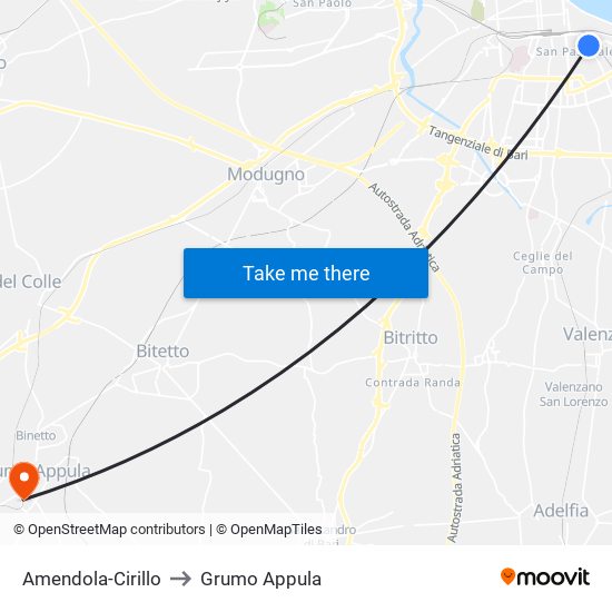 Amendola-Cirillo to Grumo Appula map