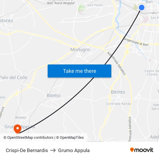 Crispi-De Bernardis to Grumo Appula map
