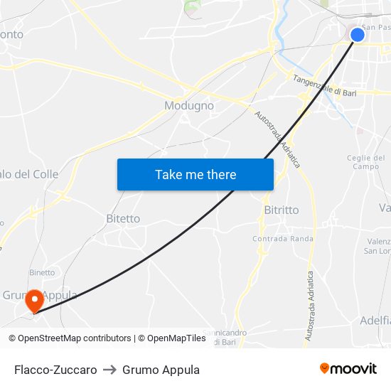 Flacco-Zuccaro to Grumo Appula map