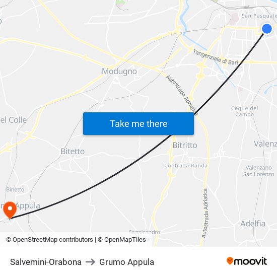 Salvemini-Orabona to Grumo Appula map