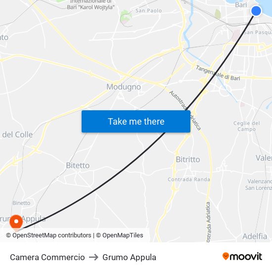 Camera Commercio to Grumo Appula map