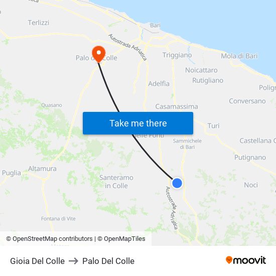 Gioia Del Colle to Palo Del Colle map