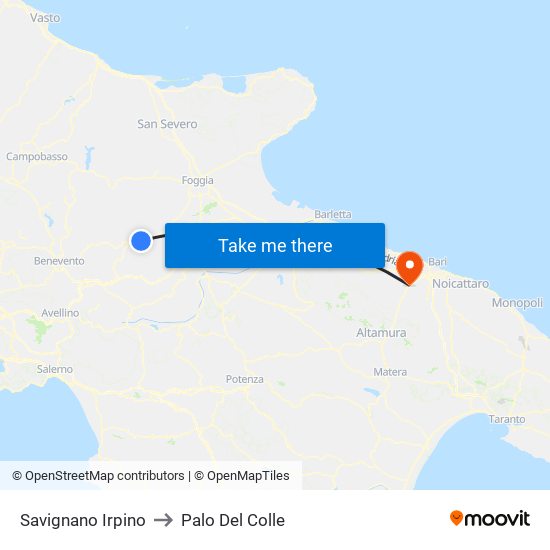 Savignano Irpino to Palo Del Colle map