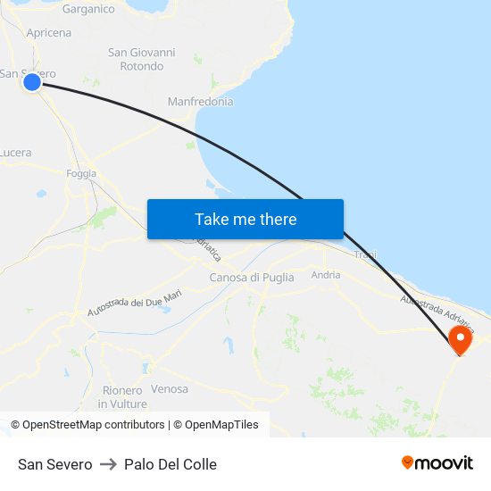 San Severo to Palo Del Colle map