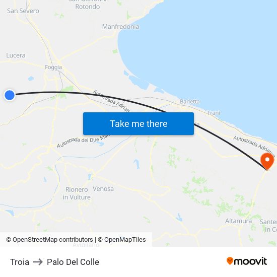 Troia to Palo Del Colle map