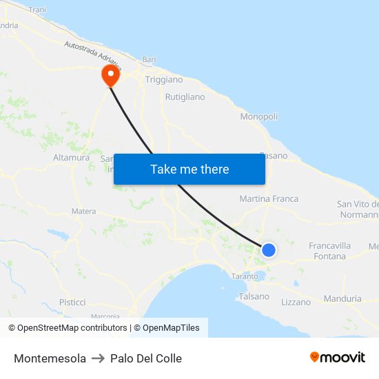 Montemesola to Palo Del Colle map