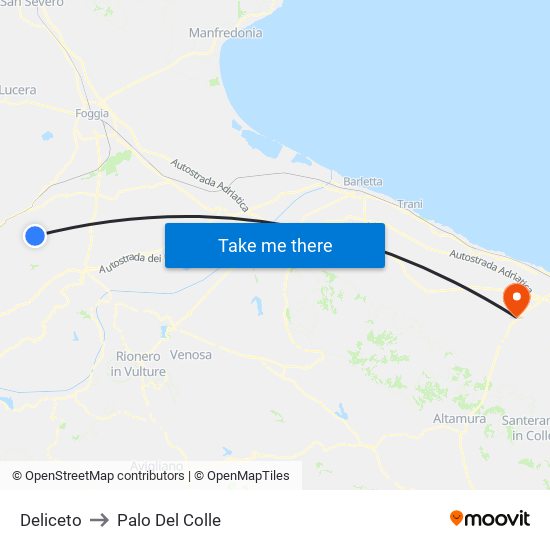 Deliceto to Palo Del Colle map
