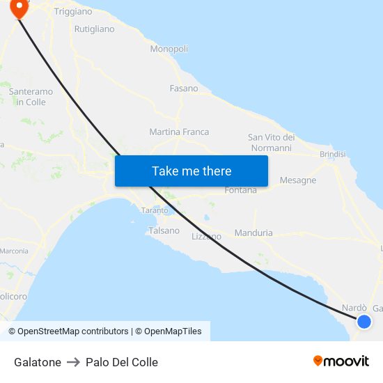 Galatone to Palo Del Colle map