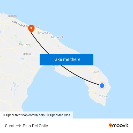 Cursi to Palo Del Colle map