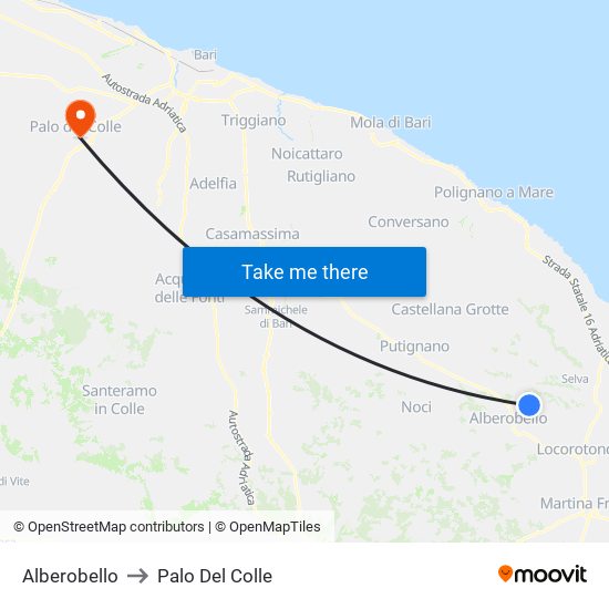 Alberobello to Palo Del Colle map