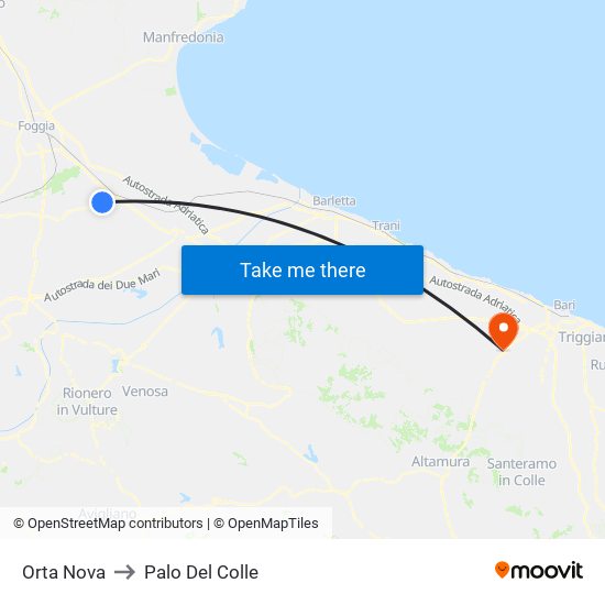 Orta Nova to Palo Del Colle map
