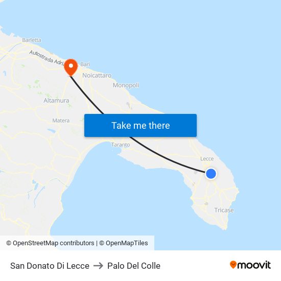 San Donato Di Lecce to Palo Del Colle map