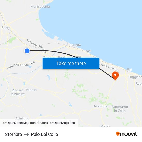 Stornara to Palo Del Colle map